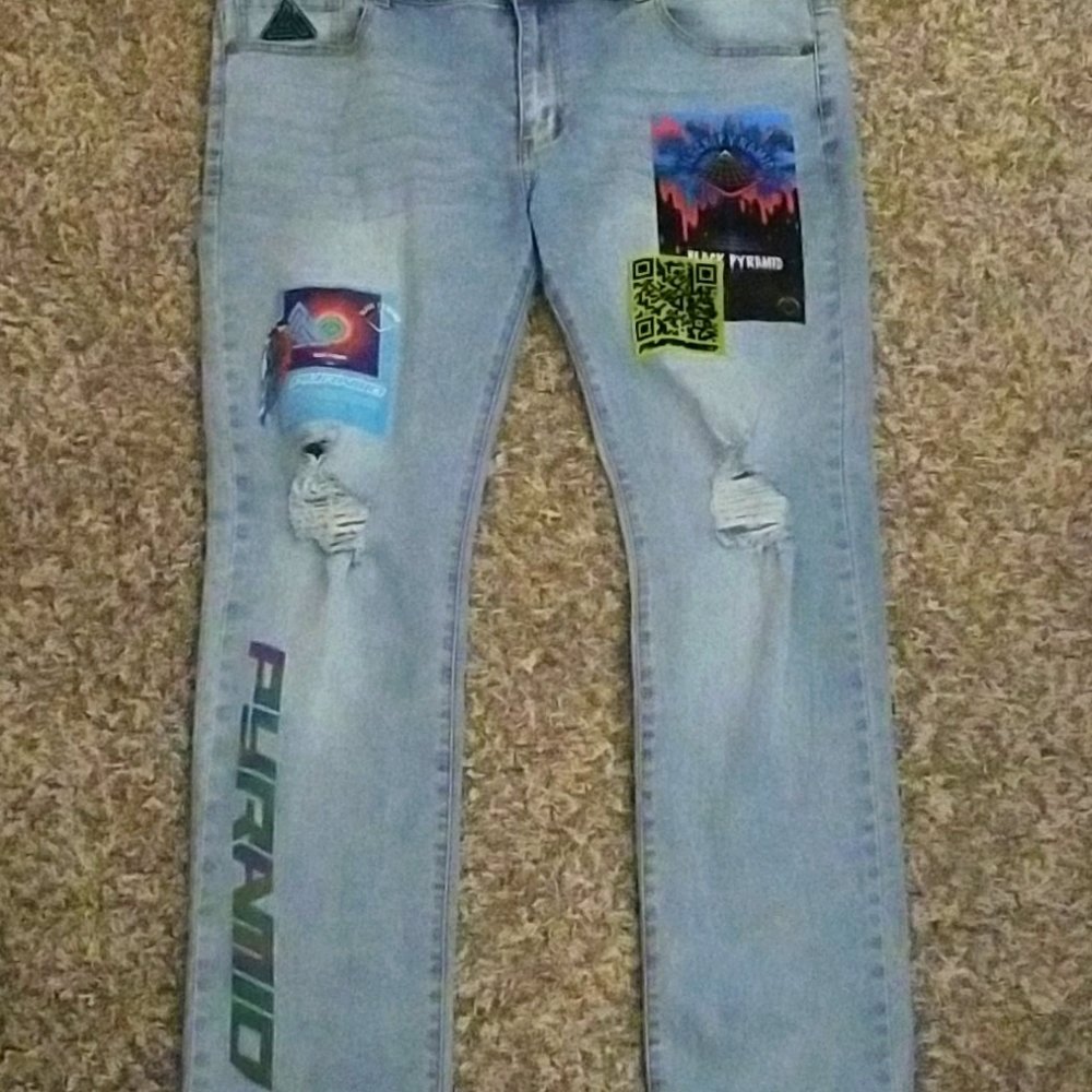 Black Pyramid Patched Jeans